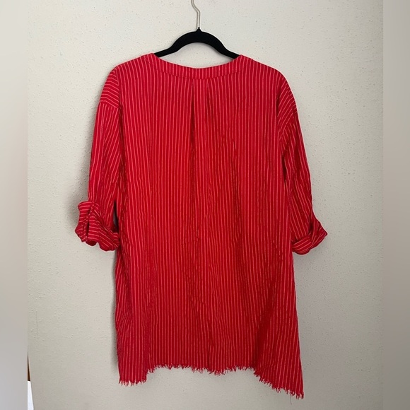 Umgee Red Striped Tunic Top size L - Picture 4 of 8